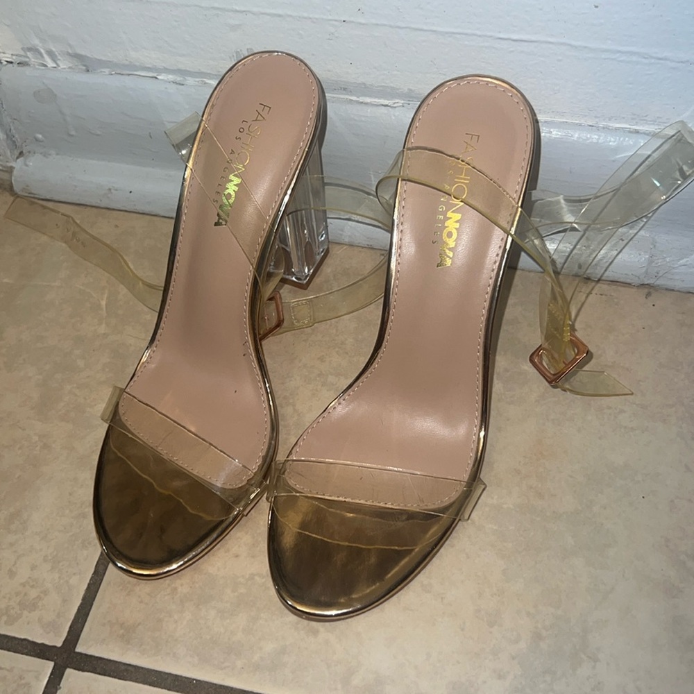 clear strappy heels